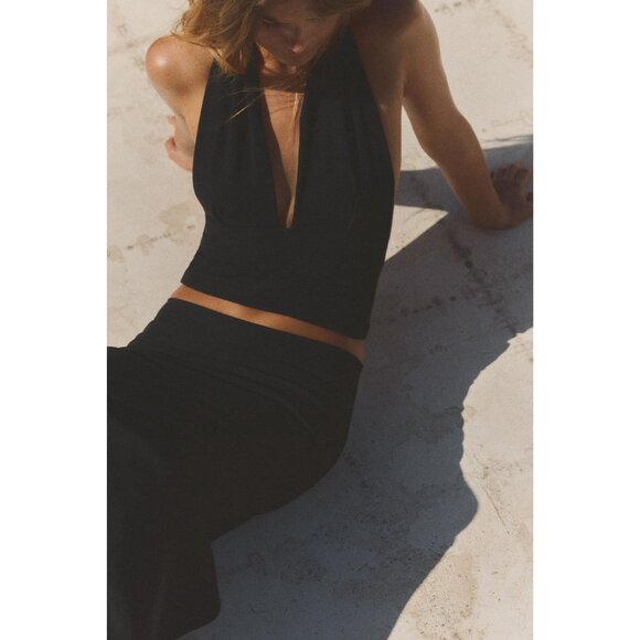 Zara Halter Ruched Top in Yellow - Picture 2 of 5